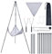 CHANGEMOORE Campfire Tripod BBQ with 1Pc Mesh Panel, Adjustable 54–108cm Height, Foldable Aluminum Cooking Tripod with Storage Bag for BBQ, Garden, Camping, Picnic and Outdoor Use