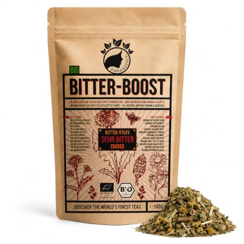 NanaNatura's BIO Bittertee Stark – Kräutertee mit Wermut & Enzian | 11 Bio-Kräuter mit Wermut, Löwenzahn, Kalmus & Artischocke · 100 g loser Kräutertee · Intensität: Stark
