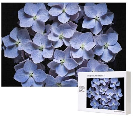 Poezjzw Casse-tête hortensia mauve pour adulte - Puzzle en bois de 300 pièces pour la famille et les amis - Décoration murale - 15,7 x 27,9 cm