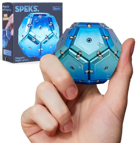 Speks Geode Magnetic Fidget Toy, Sphere, Chrome Blue | Sensory Desk Toy for Adults & Teens 14+, Stress Relief Gift, Fidget, Magnetic Fidget Toys