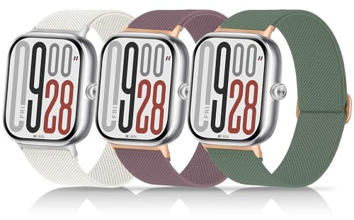chinbersky 3 Stück Elastische Nylon Armbänder Kompatibel mit Xiaomi Smart Band 9 Pro/8 Pro Armband, Stoff Verstellbares Dehnbare Sport Loop Ersatzarmband für Xiaomi Redmi Watch 5/Watch 4 Herren Damen