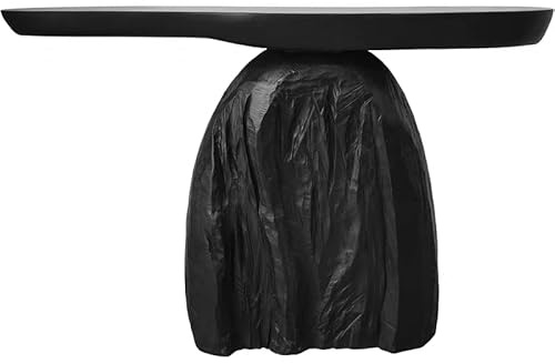 Moderner skulpturaler Konsolentisch - Moderner schwarzer Eingangstisch mit Bio-Steinsockel, schmale Designer-Möbel für luxuriöse Innenräume