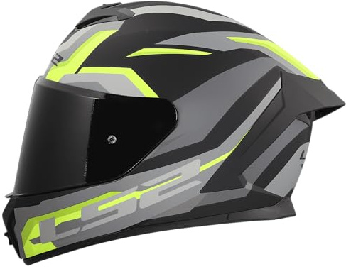 LS2, Integraler Motorradhelm RAPID III HYPER Black HV Yellow, M