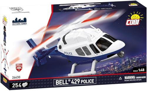 COBI 26630 Bell 429 Polizei Hubschrauber, 1:48 Modellbausatz, 254 Teile, ab 6 Jahren, Made in EU, Kunststoff Klemmbausteine, 20 Minuten Bauzeit