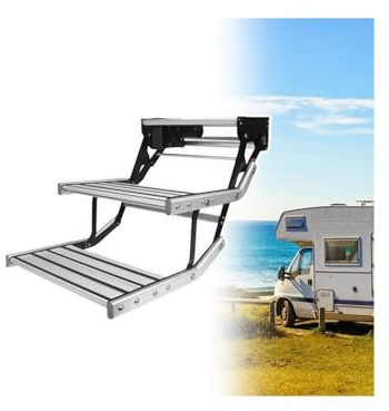 Marchepied électrique escamotable for Camping-Car avec éclairage LED – 200 kg, anodisé, for Camping-Car et Caravane(Layermanual)