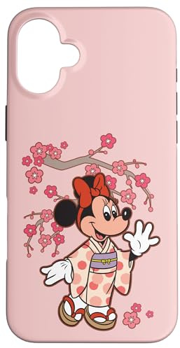 Disney Minnie Mouse in Kimono Cherry Blossoms Spring Sakura Case for iPhone 16 Plus