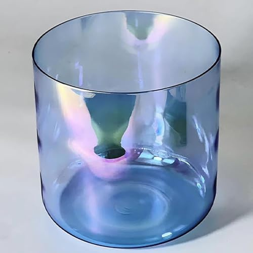 Crystal Singing Bowl ， 6 Inch Crystal Singing Bowl 432Hz Clear Blue A G B Notes(B Note)