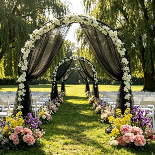 3m x 160cm Tüllstoff Meterware,Organza Stoff Meterware,Soft Tüll Schwarz,Chiffon Stoff Netzstoff Dekostoff DIY für Hochzeitsbogen Zeremonie Party Dekor Geburtstag Tüllrock