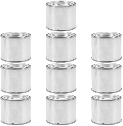 PACKOVE Empty Paint Tin 10 Pack 100Ml Metal Cans with Multipurpose Use and Sturdy Metal Material for Storing Paint Pigments and Craft Supplies, Silver