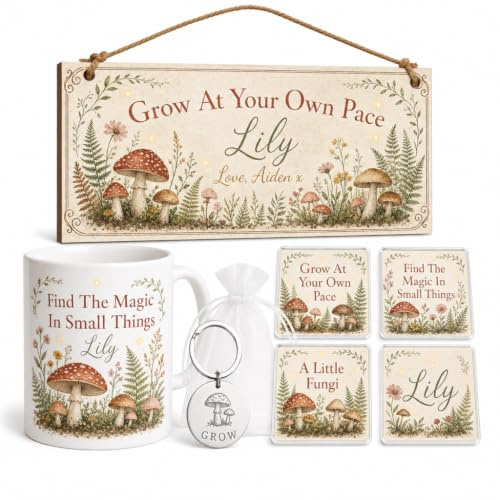 The Plum Penguin Personalised Cottagecore Motivational Gift Box Set | Contains Plaque, Mug, Coasters, Keyring