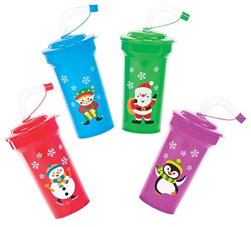 Baker Ross AV808 Lot de 4 gobelets de Noël avec paille