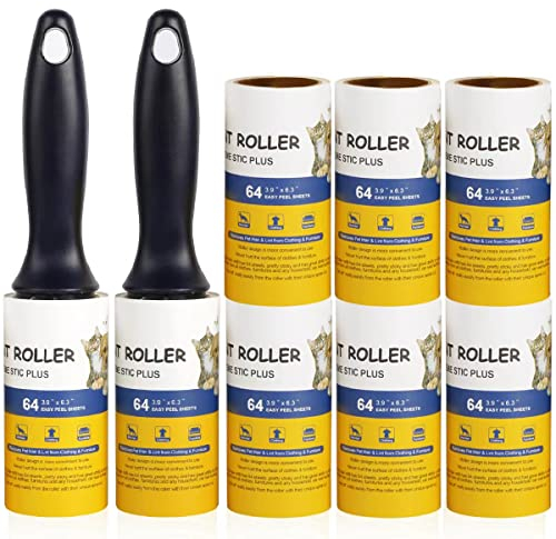 Fusselrolle, Tierhaar-Fusselentferner, extra klebrige Ersatzrollen für Kleidung, Sofa, Teppich, Tierhaare, Schmutz, 8 Stück