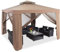 COSTWAY Tonnelle de Jardin 3 x 3M en Polyester Imperméabilisé Anti UV, Tente Réception à Double Toit avec 4 Moustiquaires Amovibles Zippées, pour Fête Camping BBQ (Brun)