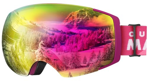 OutdoorMaster PRO Skibrille, OTG Schneebrille mit Wechselglas | Rahmenlose magnetische Skibrille für Damen und Herren mit Schnellwechsel, Anti-Beschlag, OTG, 100% UV400 und Etui.