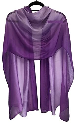 GFM® Two Tone Silk Scarf Shawl for Evening Wedding Bridesmaids-Purple Lavender - (DRV)(DMSYSLK-JMNLvn)