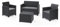 Keter Lounge Set Emma 8-teilig - Graphit, 2 Sessel + 2er Sofa + 1 Tisch mit Truhen-Funktion + 4 Sitzauflagen