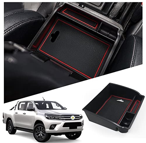 Ruiya Kompatibel mit 2016-2024 2025 Toyota Hilux Mittelkonsole Aufbewahrungsbox, Hilux Armlehne Organizer Tray Mittelarmlehne Handschuhfach Mittelarmlehne Box Hilux Zubehör Mittelkonsole Ablagefach