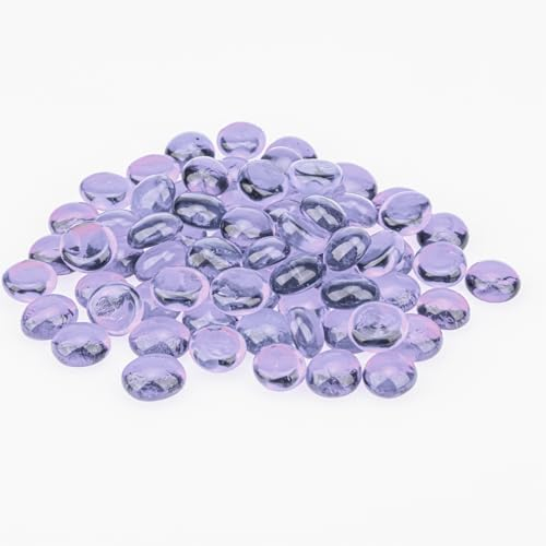 Meschett 50 pièces de Pierres précieuses en Verre,Pierres de mancala Violettes Perles de marbre à Fond Plat pour Le Remplissage de Vase d'artisanat d'art décoratif à la Maison (1,3cm~1,8cm)
