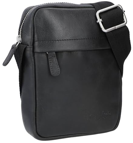 Gusti Handtasche Herren Leder - Karl Umhängetasche kleine Schultertasche Alltagstasche Tasche Crossbody Ledertasche Vintage Schwarz Leder