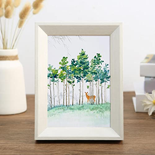 HNDXLHH Bilderrahmen Milchig Weiß Fotorahmen Klassisches Design Bilderrahmen Holz Bilderrahmen 10x15 Rahmen mit Plexiglas Objektrahmen für Tisch- und Wandmontage, Heimdekoration