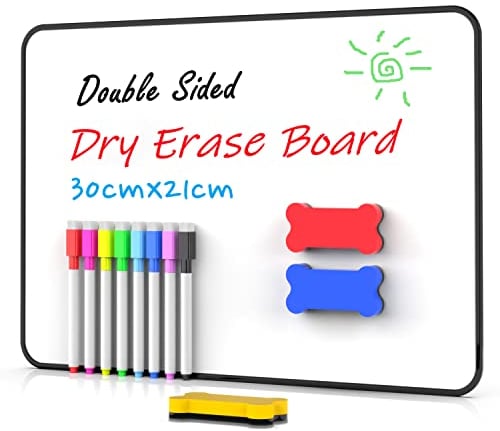 OWill Double Sided A4 Magnetic White Board for Kids Small Whiteboard Writing Learning at Home&Classroom, Mini Whiteboard