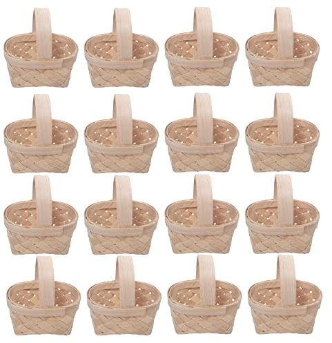 Mini Woven Körbe mit Griffen, 12 Stücke Hölzern Mini-gewebter Korb mit Griffen, Gewebte Aufbewahrung, Bauernhaus Kleine Korb, Dekorativer, Mini Szene Requisiten, für Hochzeit, Party, Garten Decor