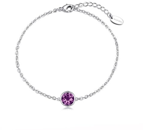 Philip Jones Bracelet de cheville en cristal violet créé avec des cristaux Zircondia®