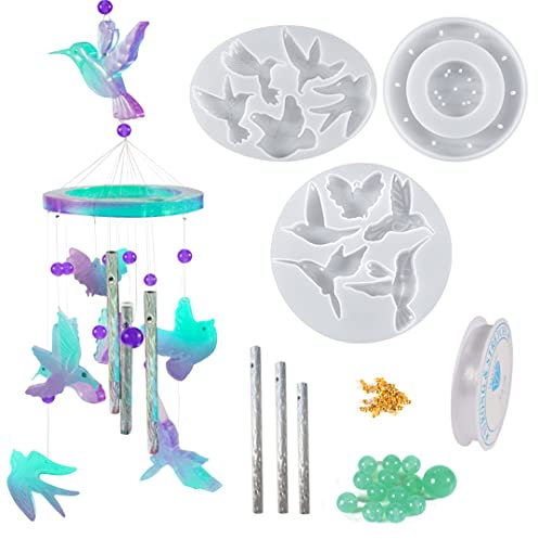 Zayookey Windspiel Epoxidharz Silikonformen Gießform Set Kolibri Harzform Tier Resin Silikonform Epoxy Mold für Anhänger Schmuck DIY Kunsthandwerk (Kolibriform)