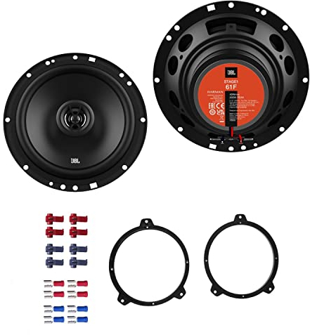 JBL Stage1 61F Lautsprecher mit Einbauset passend für BMW 3er Cabrio (E46) 2000-2007 Türen vorne 400 W 165mm 2 Wege Koax