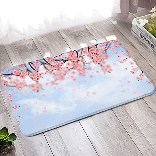 Bad Fußmatte, Teppich Küche 50X80cm Rosa Weiß Himmel und Kirschblüten Muster für Stark Frequentierte Bereiche Außerhalb des Hauses