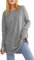 Ebifin Long Sleeve Tops Womens Long Jumpers Crewneck Tunic Tops Loose Fit Sweatshirts with Thumb Holes.Grey.S