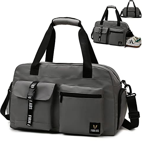DBPBToU Sporttasche Damen Herren, Reisetasche mit Schuhfach, Trainingstasche mit Nassfach, wasserdichte Weekender Bag, Gym Bag/Schwimmtasche/Saunatasche Verwendet Werden kann (grau)