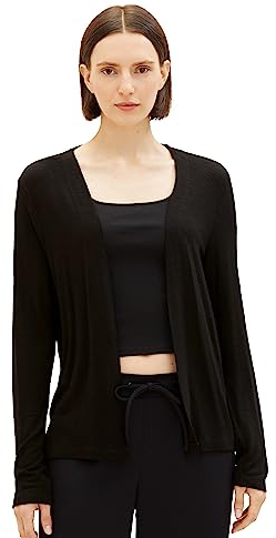 TOM TAILOR Damen Basic Sommer Cardigan , Black, XXXL