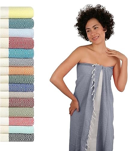 Flora Furora Saunahandtuch Saunatuch Damen + Herren, Hamamtuch groß 100x200 XXL: lang, platzsparend, leicht | Sauna Handtuch, Wellness Spa Tuch (Grau, 100 x 200 cm)