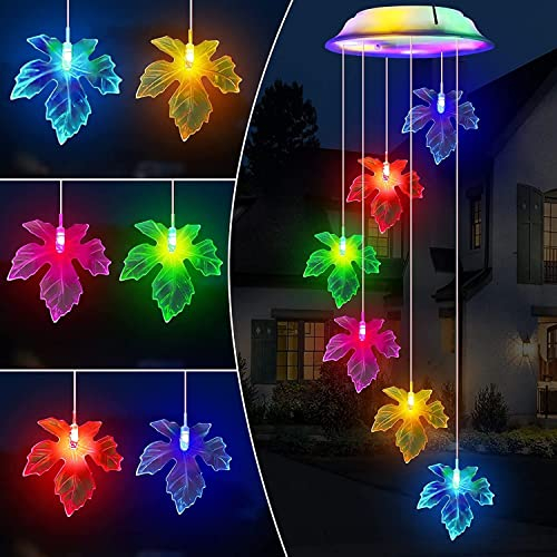 Fohil Muttertagsgeschenk, Geschenk für Mama Oma, Solar Ahornblatt Windspiele für Draußen, Geburtstagsgeschenke Solarlampen Gartendeko Lichter für Terrasse Balkon Weihnachtsdekoration