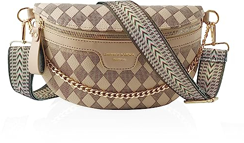 DUGEHO Crossbody Bag, PU Bauchtasche Damen, Umhängetasche Damen mit Reißverschluss und Abnehmbar Schultergurt,Damen Handy Umhängetasche(Khaki)