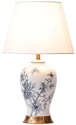 CRAGCO Tischlampen Klassische und luxuriöse Blaue und weiße Porzellan-Tischlampe Wohnzimmer-Keramik-dekorative Tischlampe Praktische Nachttischlampe Nachttisch-Schreibtischlampen