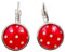 Stechschmuck Ohrringe Handmade Ohrhänger Brisuren Punkte Polka Dots Rockabilly Rot Weiß Silber Farben Damen Kitsch Kawaii 1 Paar Größe Wählbar (Brisuren 10mm)