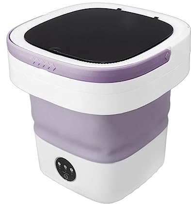 Dpofirs Mini Lavatrice Pieghevole Design Pieghevole da 7,5 Litri, Mini Lavatrice Portatile Funzionamento Completamente Automatico Funzione di Asciugatura Morbida per Biancheria Intima (Viola)