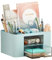 Marbrasse Schreibtisch Organizer mit Schubladen,Multifunktional Stiftehalter Schreibtisch mit 7 Fächer 2 Schubladen,Büro Organizer Zubehör(Blau)