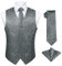 Enlision Herren Weste Grau Paisley Floral Jacquard Weste mit Krawatte und Einstecktuch Taschentuch Weste Anzug Set Hochzeit,XL