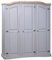 KOIECETA Kiefer Kleiderschrank Mexiko-Stil Corona Garderobenschrank Schlafzimmerschrank Dielenschrank Holzschrank Schrank (Grau, 3 Türen)