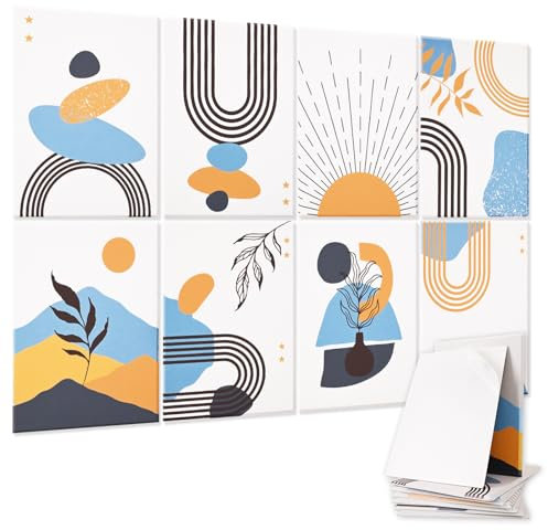 AtawLege 8 Stück Boho Art Akustikplatten, 121,9 x 81,3 cm, selbstklebende schalldichte Wandpaneele, Boho-Wandkunst-Dekor, hochdichte schallabsorbierende Platte, akustische Behandlungswandpaneele für