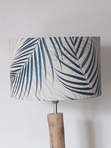 abat-jour motif feuilles palmier exotique bleu Luminaire idée cadeau noël anniversaire décoration palmier exotique