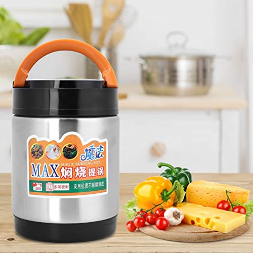Yctze Termo de Tres Capas de Acero Inoxidable para Alimentos, Lonchera para Preservación del Calor, 1800ML. Las Asas Ocultas Son Resistentes y Ocultan el Calor de la caja. Contenedor