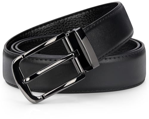IGOLUMON Gürtel Herren Leder 30mm Breit Ledergürtel Herren Verstellbare Anti-kratzer Schnalle mit Geschenkbox Business Freizeit Men Belt 115cm Schwarz