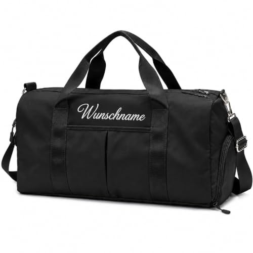 Personalisierte Sporttasche mit Namen, Reisetasche für Damen und Herren | Bestickte Reisetasche mit Schuhfach & Nassfach, 7 Farben, ideal für Fitness, Sport, Reisen und als Geschenk
