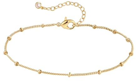Jenosy 14K Vergoldet Armband Damen Gold Personalisiertes Verstellbar Anhänger Armband für Frauen Mädchen Schmuck