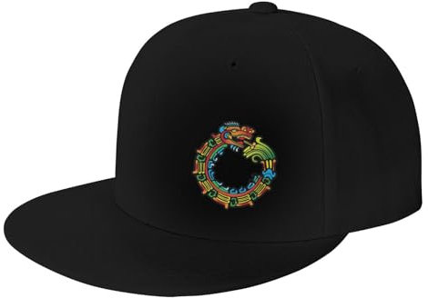 KWQDOZF Ouroboros Quetzalcoatl Gefiederte Schlange Azteken-Maya-Baseballkappe, Flache Kappe für Erwachsene, Militärkappe mit festem Rand