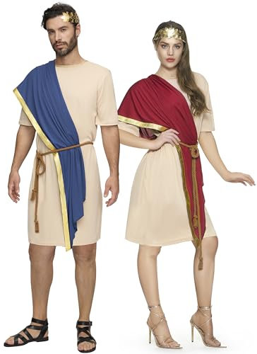 Spooktacular Creations Unisex-Erwachsene Toga-Kostümset, biblische griechische Halloween-Paarkostüme mit antiker römischer Tunika, Tüchern, Gürtel und Blattkrone für Halloween-Verkleidungsparty M